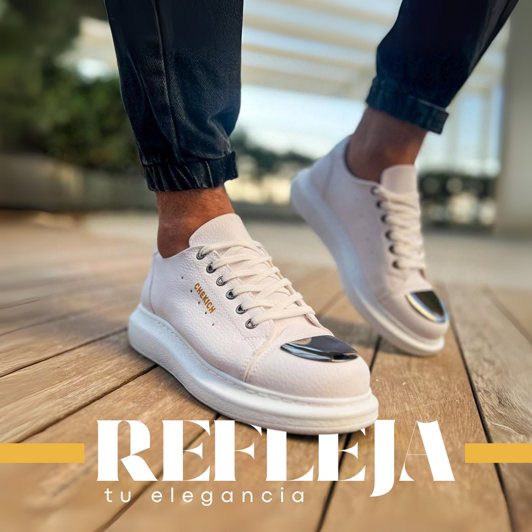 ShineStep™ – Tenis Blancos con Detalle Metálico Premium